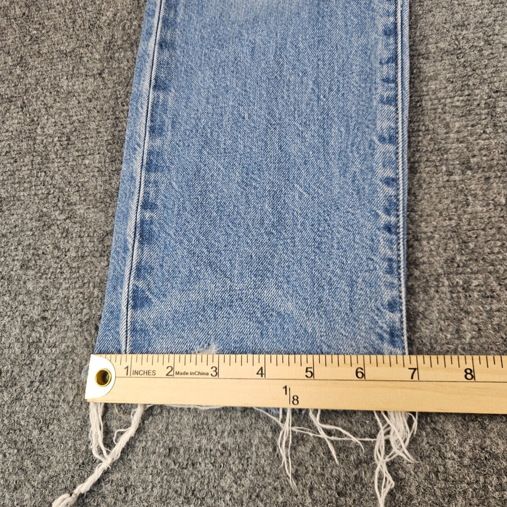 GAP Denim Boyfriend Mid Rise Jeans Light Wash Blue Button Fly Raw Hem Size 26 2 - Picture 2 of 11